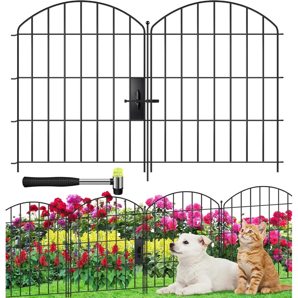 

Декоративный садовый забор 24 дюйма (В) x 16 футов (Д), арочный, из нержавеющей стали, не требующий копания, для собак и кроликов, декоративный барьер для животных или ограждение для сада.