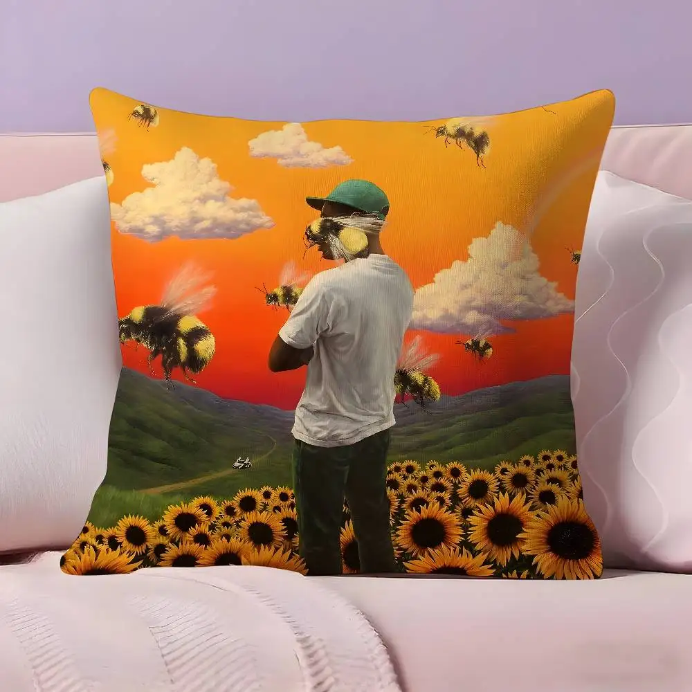 غطاء وسادة على شكل مغني الراب من T-Tyler the Creator، غطاء وسادة فائق النعومة وصديق للبشرة، قماش سحابة مثل الراحة وسحاب مخفي