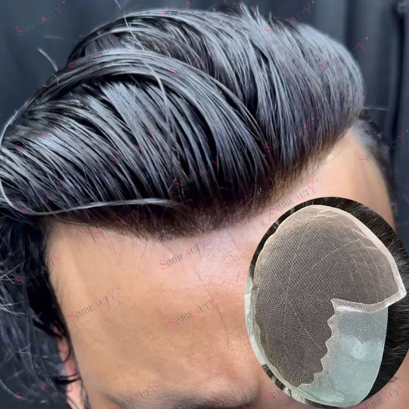 

Невидимые натуральные волосы Q6, корейские кружевные передние человеческие волосы, облысение, черные мужские шиньоны, незаметные, долговечные мужские парики Remy