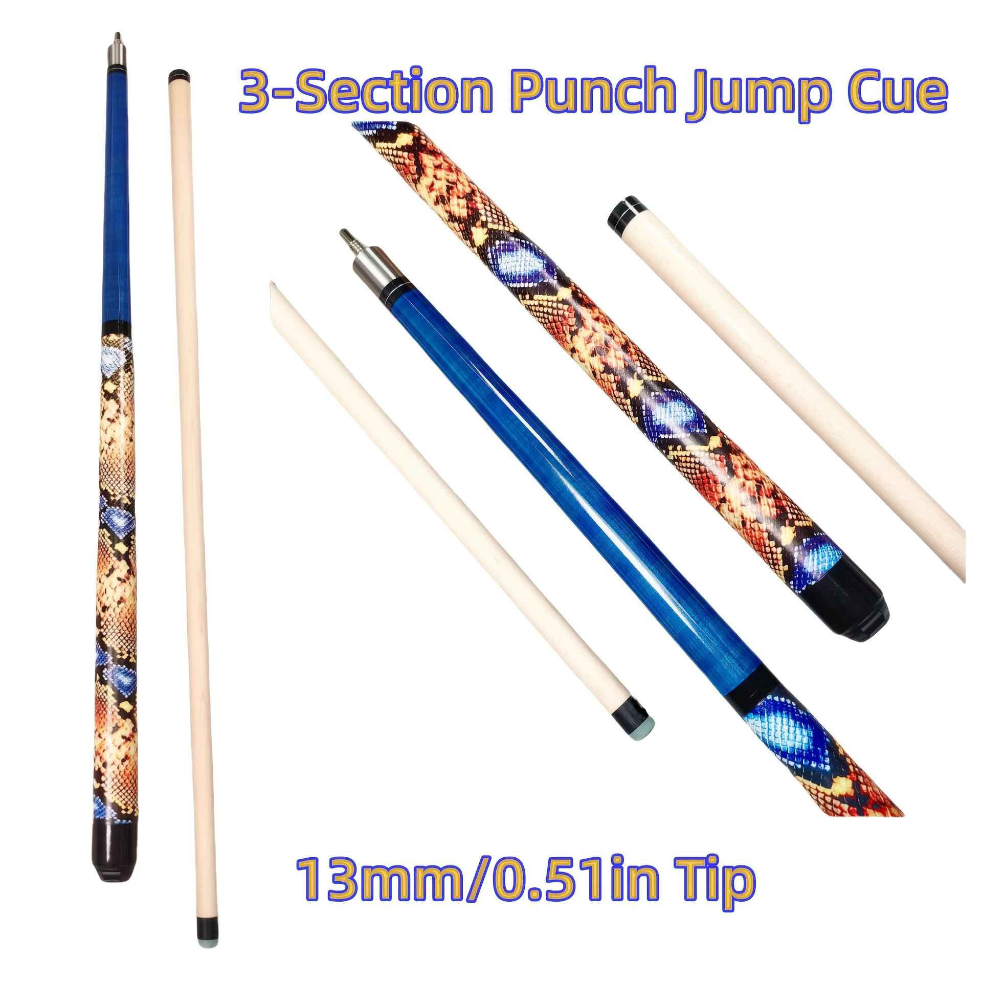 3 Section Jump & Break Cue Stick with 13mm Crystal Tip 21oz, for Explosive Breaks and Effortless Jumps