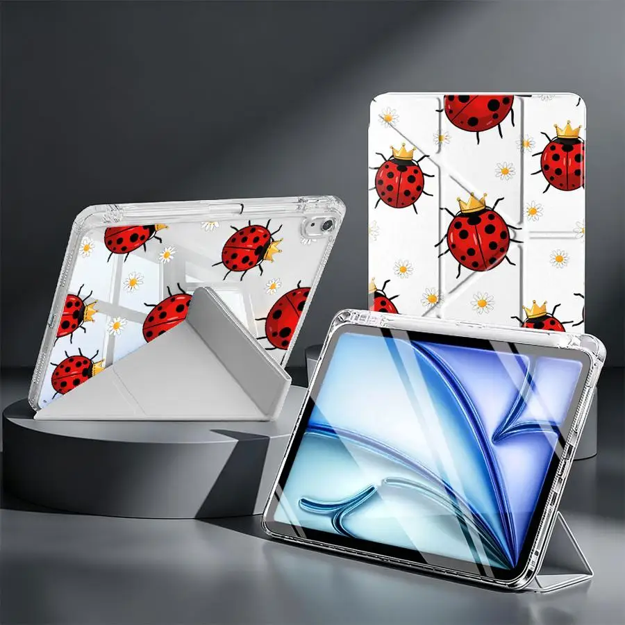 Tablet Case For iPad 11th 10th Gen Pro 13 2025 2026 Mini 7 6 5 12th 9th Air 8 M2 M3 3 With Pen Slot Cover Charming Crown