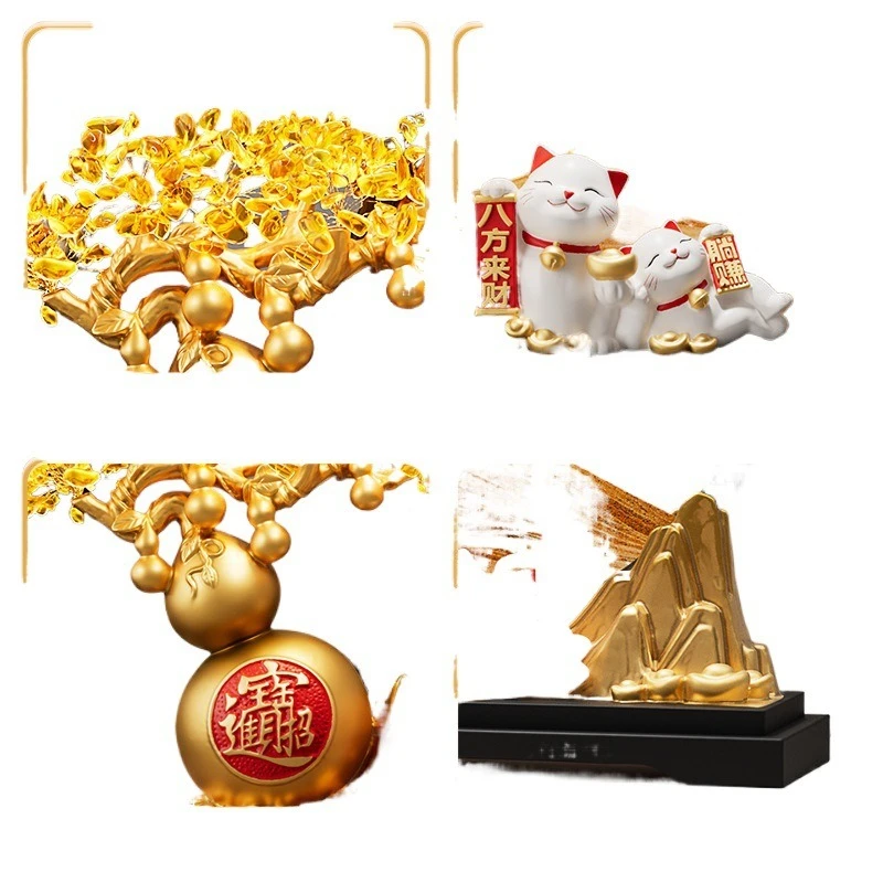 

Gourd quicksand painting cat ornament living room company store front desk decoration housewarming new home opening gift