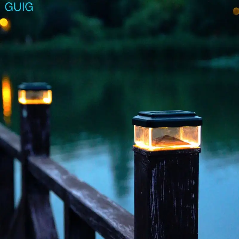 1/2/4PCS Solar Pillar Lights LED Square Fence Post Light Warm Lamp Outdoor Lighting Pillar Outdoor Solar Lamp for Garden view 3