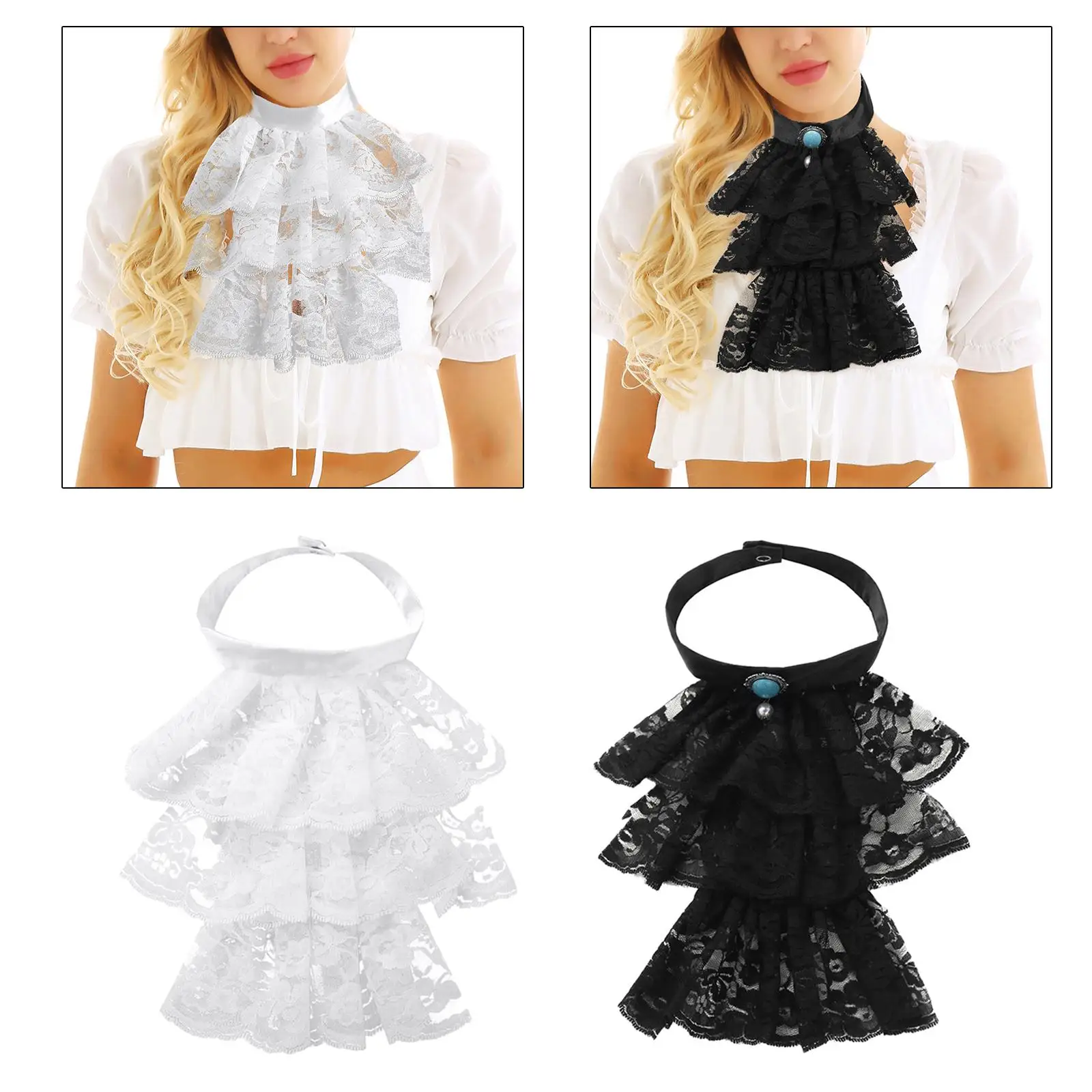 

Женский кружевной накладной воротник, шаль с рюшами, съемный готический искусственный воротник