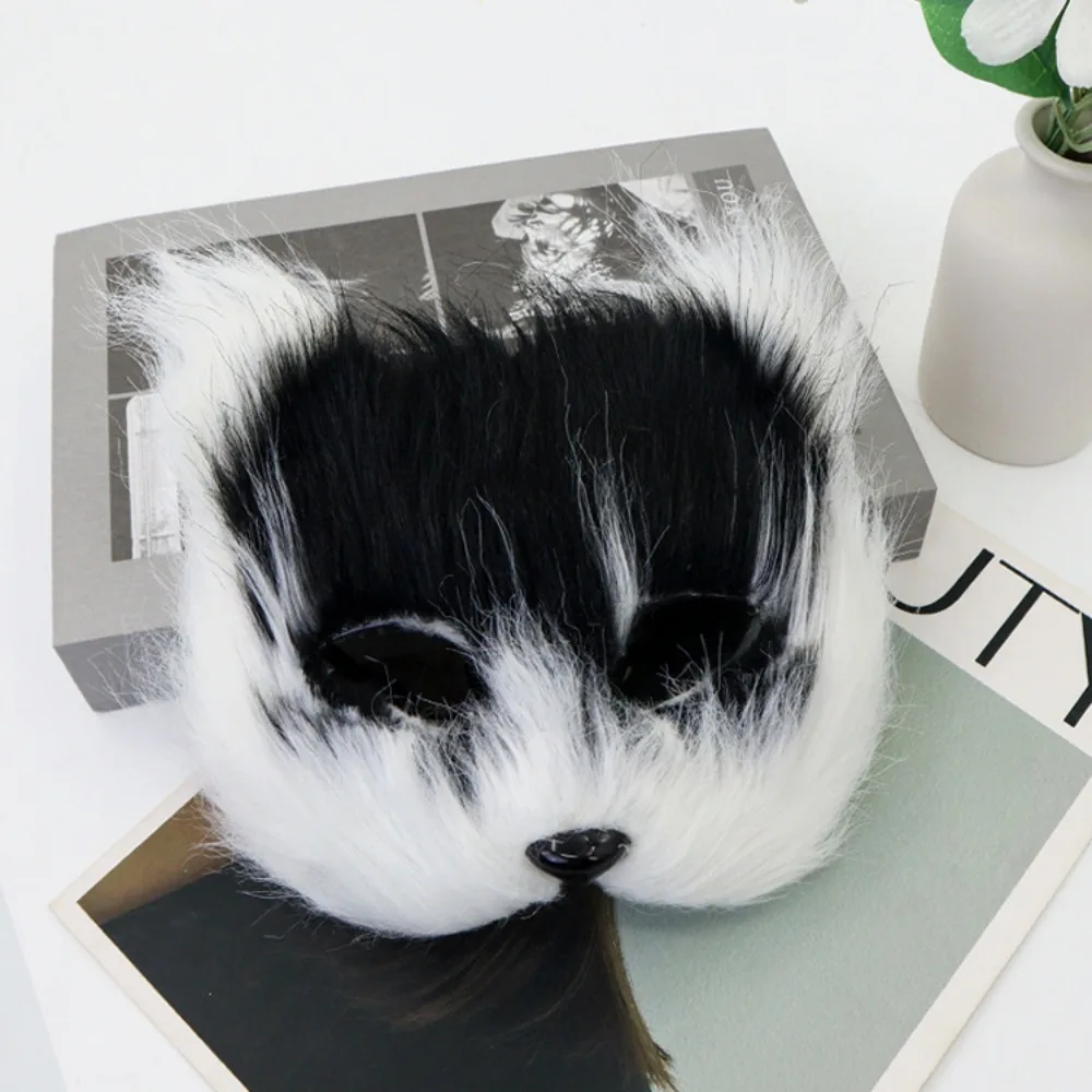 Cos Maschera da gattino sexy Puntelli da prestazione Maschera mezza faccia di Halloween Catwoman Festa da ballo in peluche