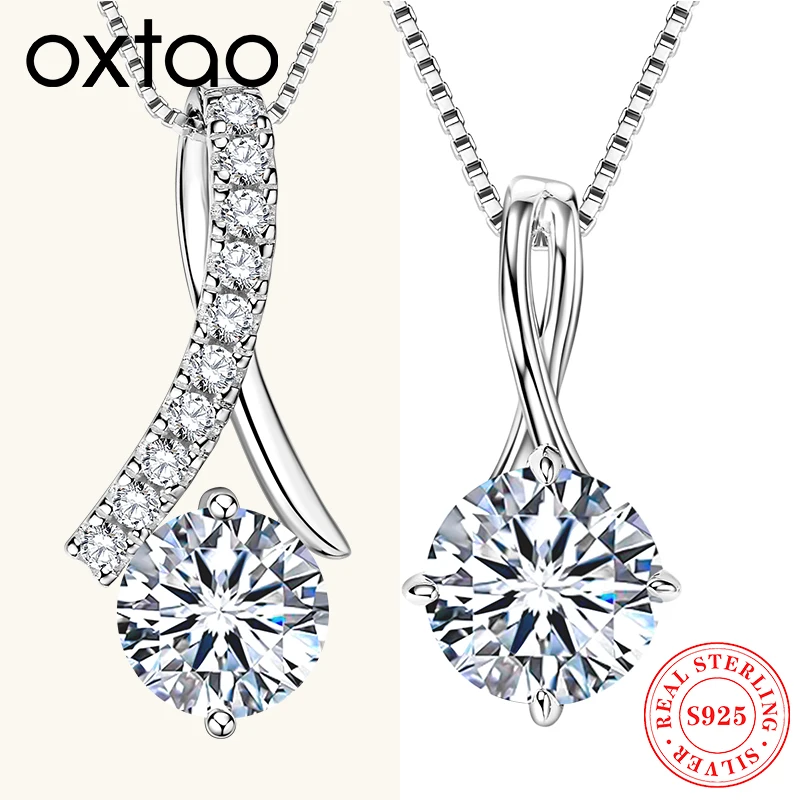 

OXTAO модный кулон «Бесконечность» 100% серебро 925 пробы для женщин 6,5 мм/8 мм/9 мм D цвет муассанит ожерелье роскошные свадебные украшения GRA