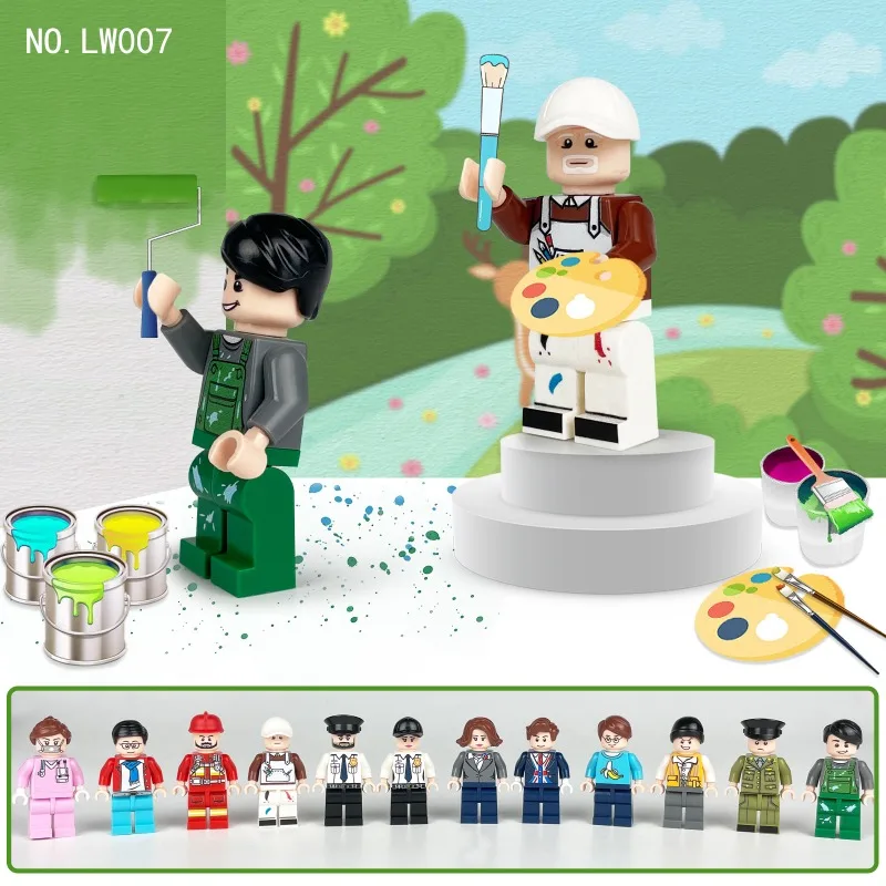 ตุ๊กตาตำรวจคนเมืองจิ๋ว รุ่น LW007 ของเล่นพยาบาล นักดับเพลิง ตุ๊กตาการ์ตูน ของตกแต่งงานวันเกิดเด็ก