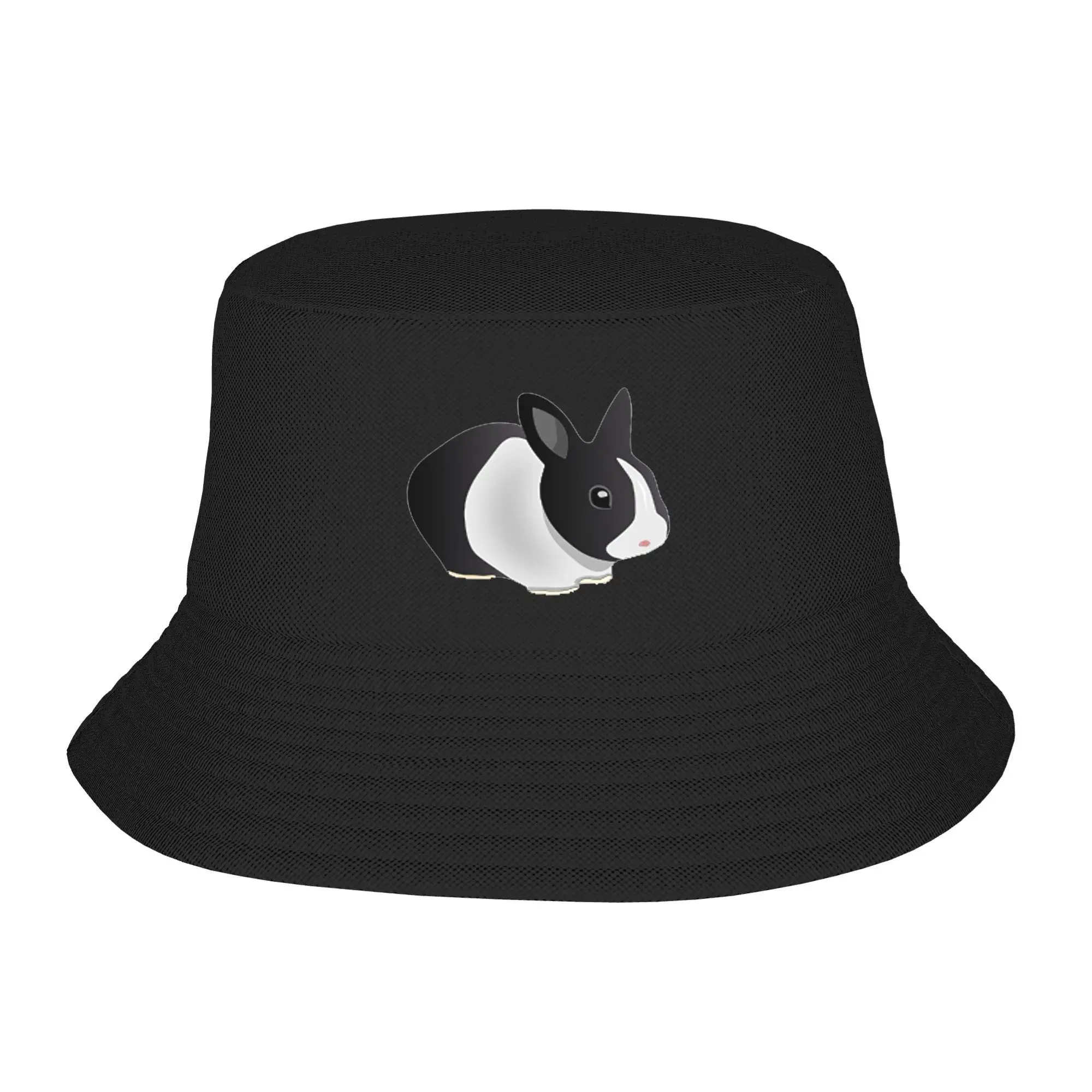 

Dutch Black And White Rabbit Bucket Hat Panama Bob Hats Outdoor Cool Reversible For Summer Beach Fishing Unisex Fisherman Caps