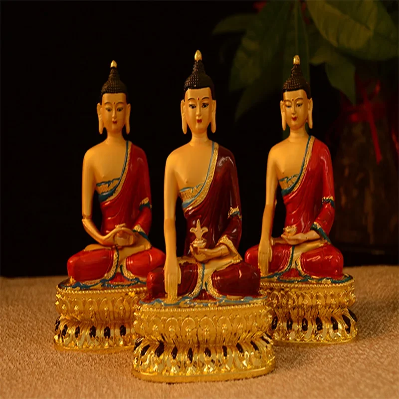 Estátua de Buda Vajra Tara Verde e Branca com Quatro Braços e Lótus, em Liga V8 Pintada, Modelo Sanbao Manju