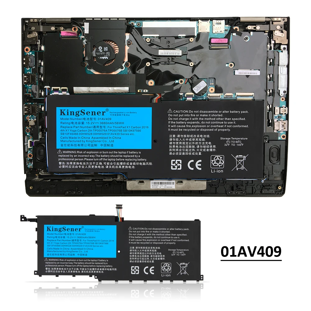 KingSener 01AV409 01AV439 56WH bateria do Lenovo X1C Yoga Carbon Gen 4 2016 Ultrabook 01AV410 01AV438 SB10K97567 SB10K97566