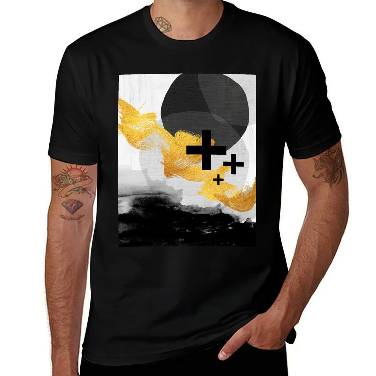 

Black and Gold Abstract T-Shirt t shirts for man graphic vintage man t shirt summer T-Shirt