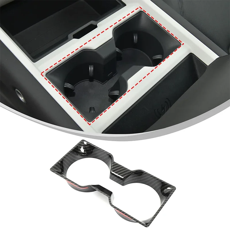 

For Land Rover Defender 90 110 130 L663 2025+ ABS carbon fiber Central control water cup decorative frame cover Accessories