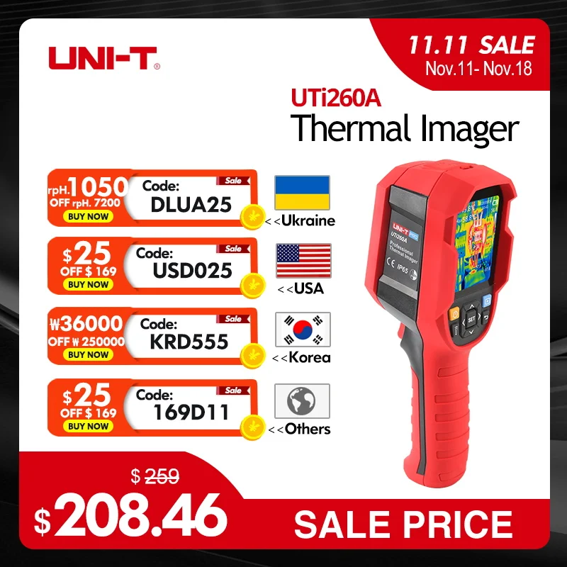 UNI-T Thermal Imager UTI260A 256x192 Pixels Thermographic Camera Infrared Thermal Camera For Repairs Floor Heating Pipe Testing