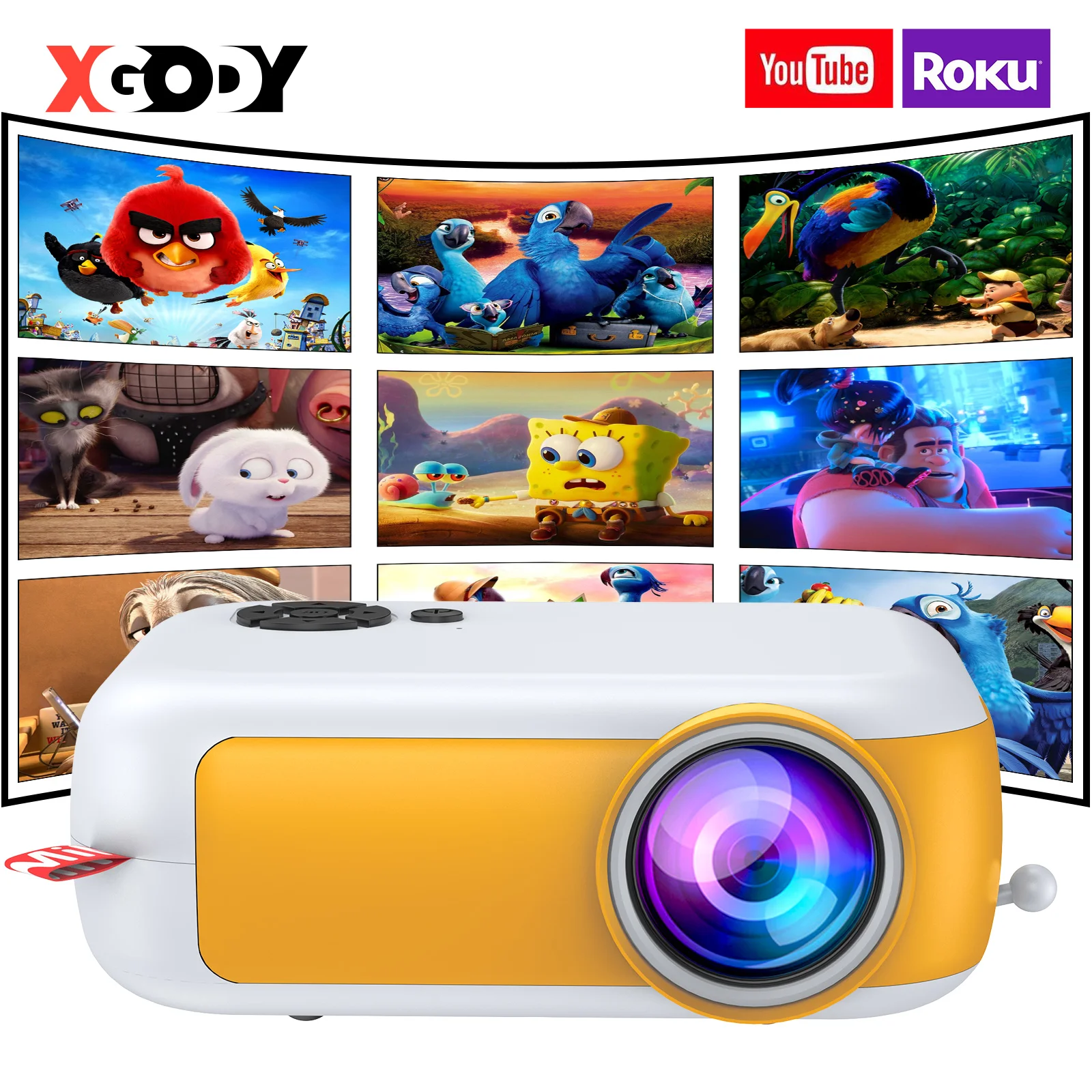 XGODY 1080P Android Tragbarer Mini-Projektor LED Heimkino USB HDMI Kino Beamer Multimedia