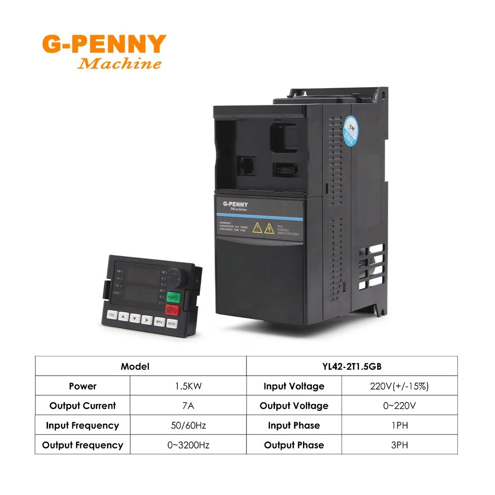 G-PENNY Machine 2.2KW ER20 D80 Water cooled spindle Motor 220v/380v 2.2KW Frequency VFD & 80mm Clamping bracket 75W water pump