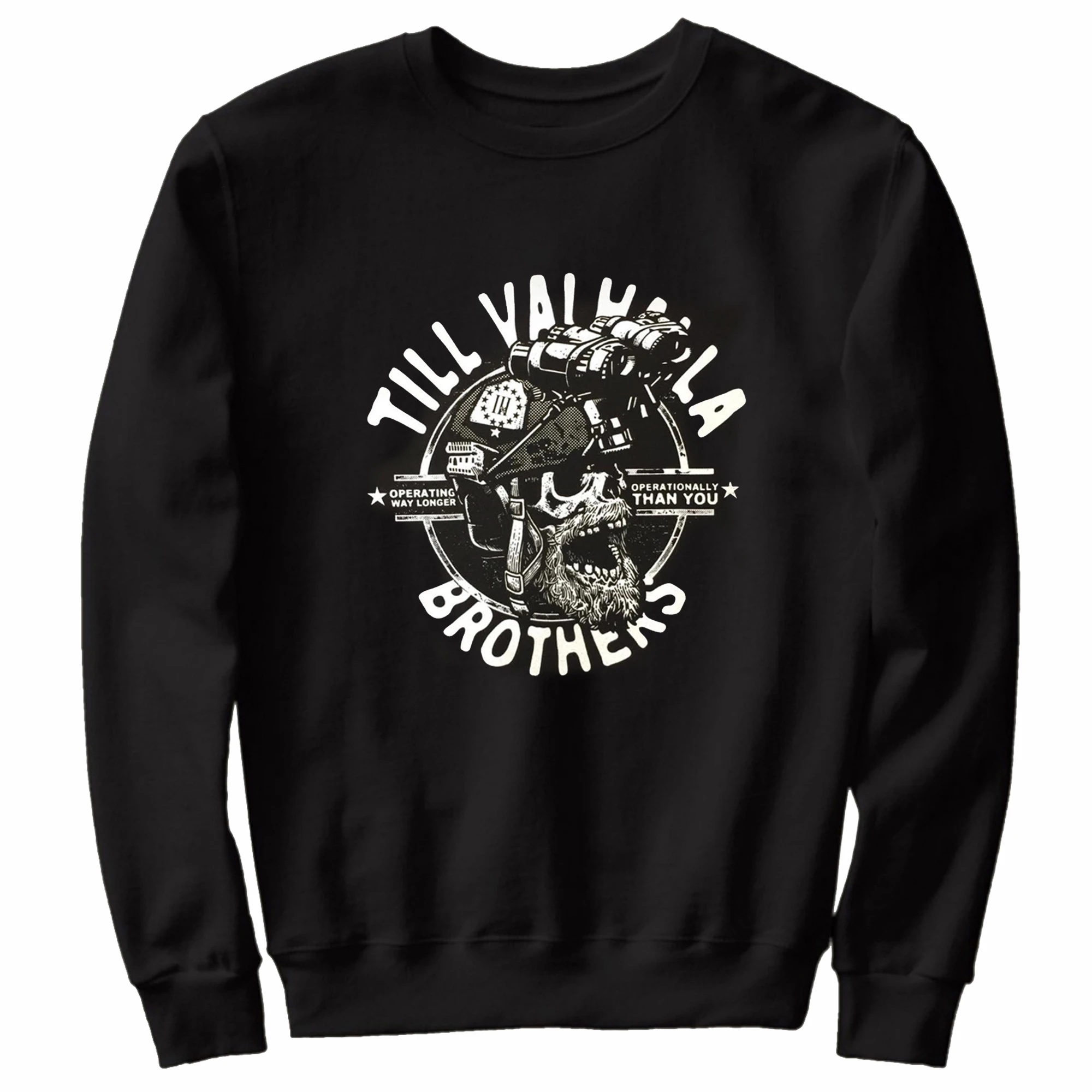 Till Valhalla. Nordic Warrior Brother Tactical Skull Grunt Pullover Hoodie New 100% Cotton Comfortable Casual Mens Sweatshirt