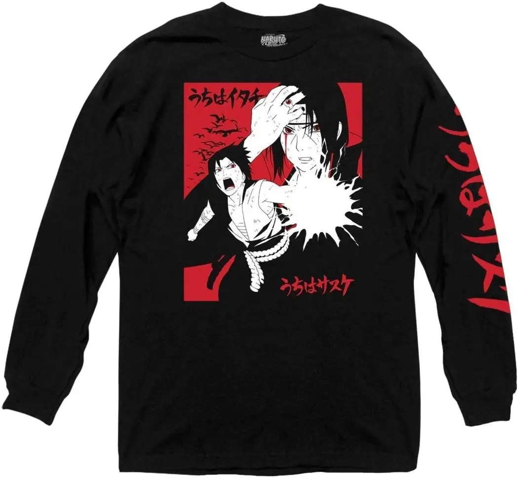 Shippuden Adult Unisex Itachi and Sasuke Light Weight 100% Cotton Crew T-Shirt