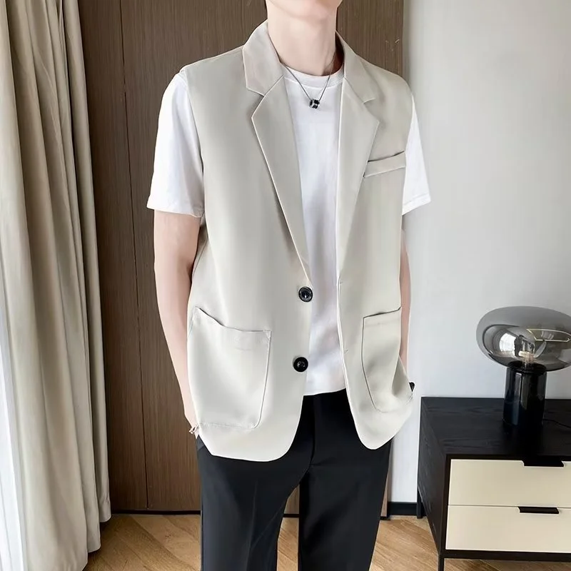 Suit Vest Men Slim Fit Fashion Social Mens Dress Vest Korean Business Casual Solid Color Vest Mens Office Formal Vest S-3XL