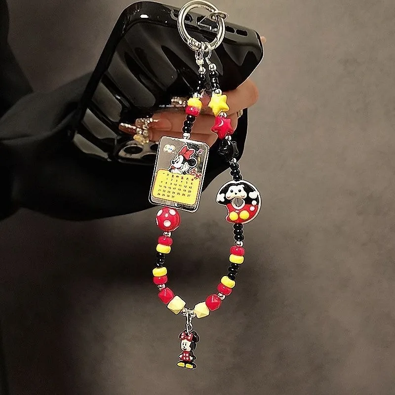 حبل هاتف Disney Cute Cartoon Merch Minnie للفتيات، سلسلة هاتف عصرية ومتعددة الاستخدامات ورائعة وحلوة مطرزة