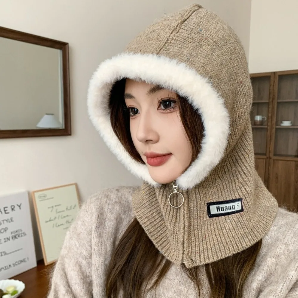 Fashion Korean Winter Hat Hat and scarf integrated Thickened Keep Warm Plush Hats Bucket Hat Women Girl Ear Protection