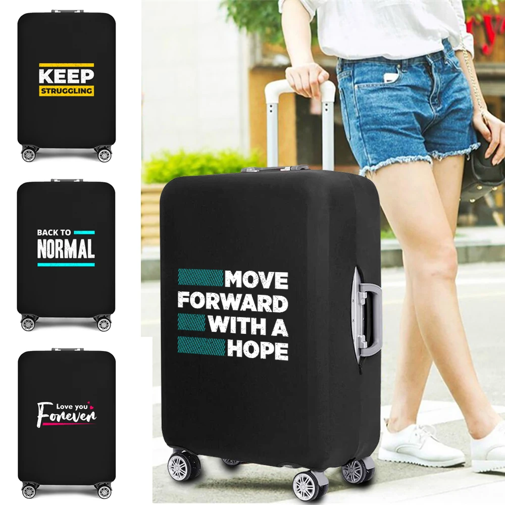 Fashion Suitcase Cover Elastic Phrase Printed Travel Luggage Case Dust Cover for 18-28 Inch Trolley Case Essential Accessories