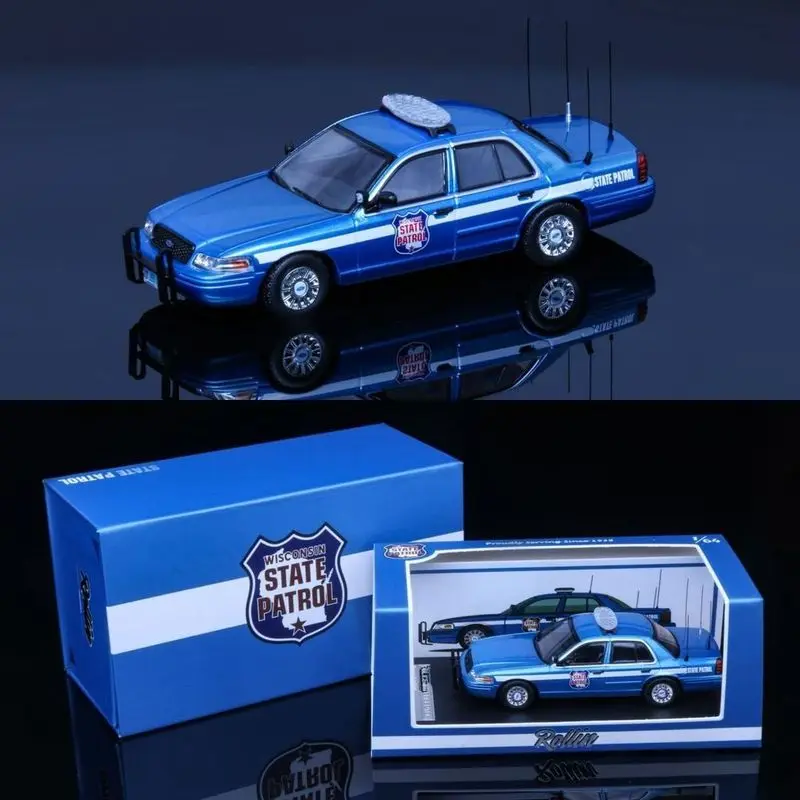 Rollin 1/64 WSP Wisconsin State Police Ford CV Diecast Car Model Alloy Simulation Collection Toy Gift For Boys#peetyeee