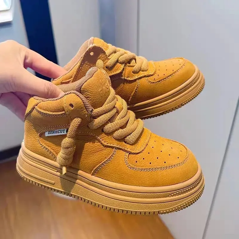 2025 Autumn new style Children's high-top sports shoes Girls' white shoes Soft sole leisure shoes