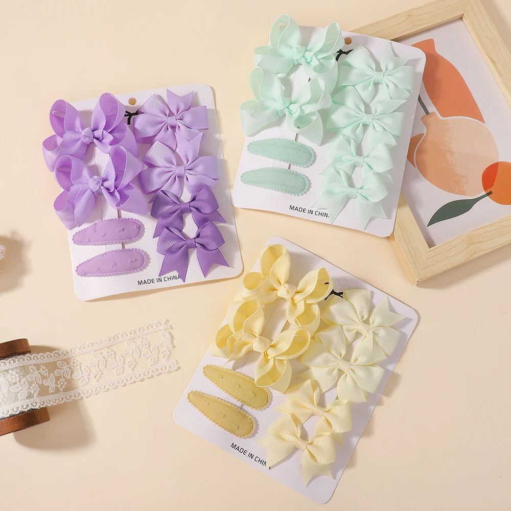 

8 шт./компл., четыре стиля милых заколок для волос с бантиком и BB-зажимами, милые заколки для волос с лентой для девочек, детский подарок, аксессуары для волос