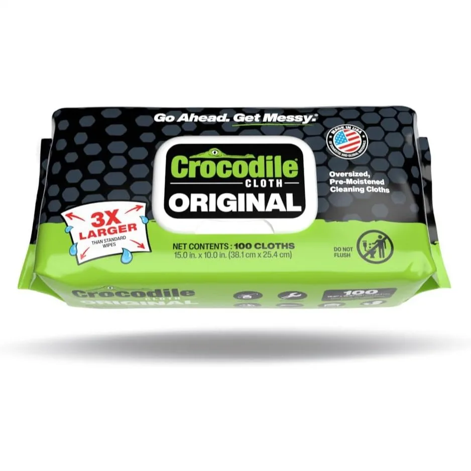 Heavy-Duty Cleaning Wipes for Garage, Shop, Auto, and Home Messes - 100 Count, 15x10 Inch