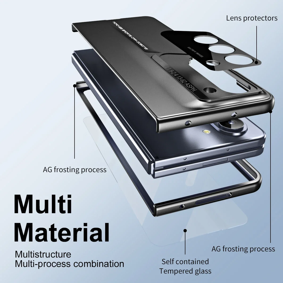 Custodia con cerniera a protezione totale 360 per Samsung Galaxy Z Fold 5 4 con Cover per telefono antiurto opaca con pellicola in vetro temperato