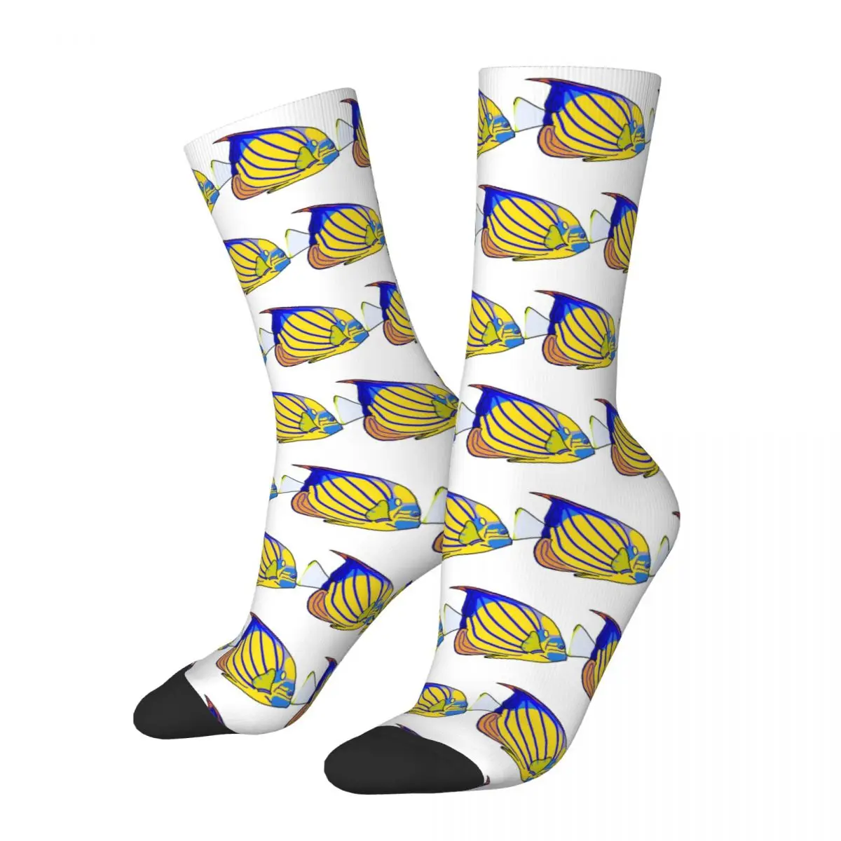 Blue Ring Angelfish Socks Harajuku Super Soft Stockings All Season Long Socks Accessories for Man's Woman's Birthday Present