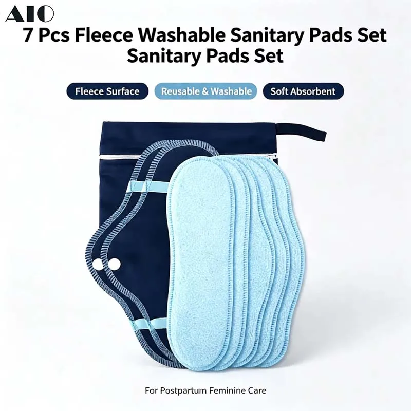8Pcs Reusable Polar Fleece Menstrual Pads Washable Leakproof Sanitary Napkins Postpartum Maternity Feminine Cloth Pads For Women