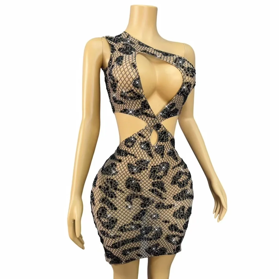 Traje de fiesta para niña, traje de lujo para niña, traje de fiesta de lujo, Vestido corto calado con diamantes de imitación de lujo, mangas sexys para mujer