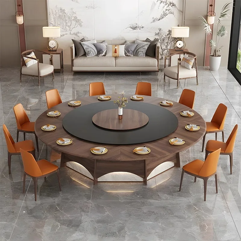 Dining table, large round table, light strip, with slate, turntable, hotel, restaurant, clubhouse