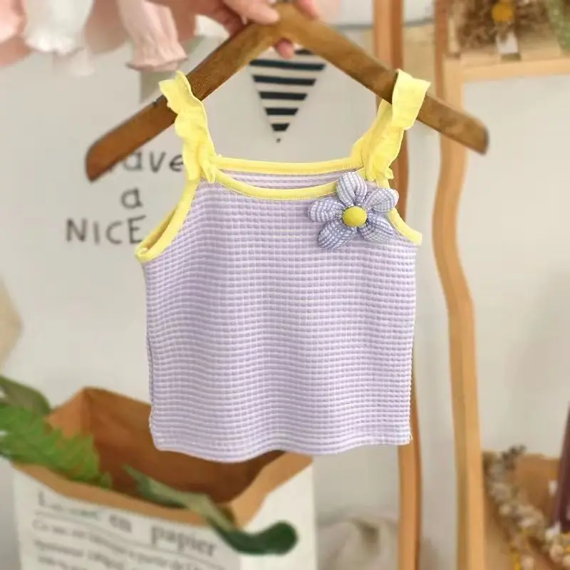 Girls Summer Camisole Vest Outer Wear New Baby Sleeveless Kids Summer Top Cute Undershirt Thin Stylish