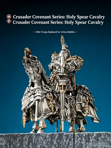 Holy Spear Cavalry Ornament, Desk Stress Relief Toy, Mecha Model Figure, Nordic Magnetic Metal Minifigure