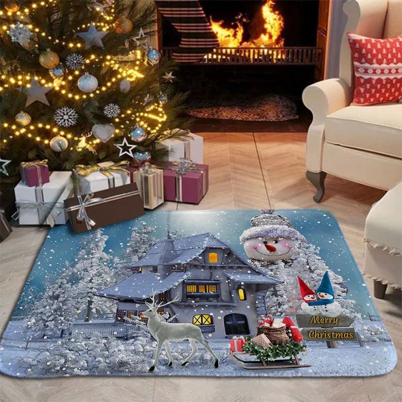 Christmas Carpet Antislip Alfombra Rug Tapis Tapete Floor Mat Trastar For Bedroom kitchen Bathroom Casa e Jardim Maison Decor