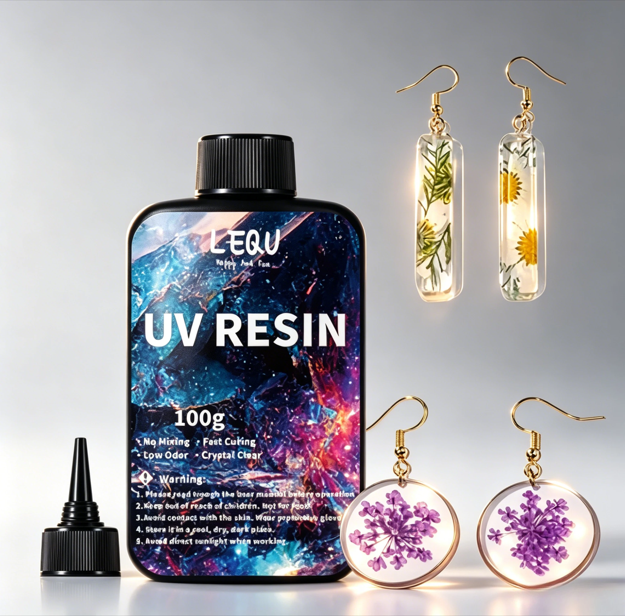 UV-Harz – 100g: Verbessertes, hochhartes, kristallklares UV-härtendes Epoxidharz für die Schmuckherstellung, klares UV-Harz für Bastelarbeiten, Mehrflaschen-Set