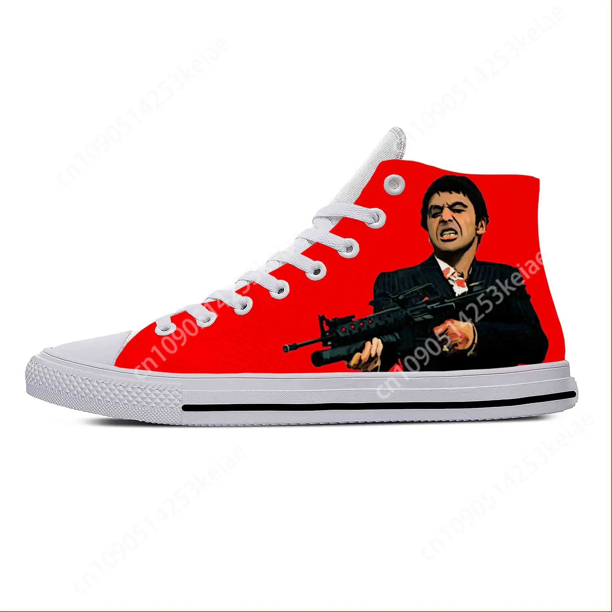 Scarface Tony Montana Movie Anime Cartoon Fashion Casual Cloth Shoes High Top Lightweight Breathable 3D Print Men Women Sneakers