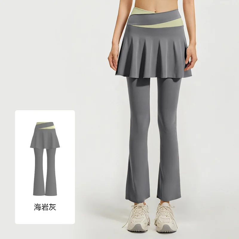 Women Yoga Tenis Skirts Pants High Waist Fake Two Pieces Sports Leggings Fitness Gym Quick-Dry Skirt Athletic Running Leggings
