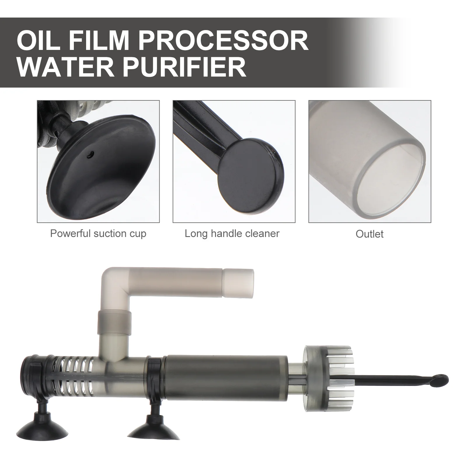 

1pc Oil Film Processor For Aquarium Black Fish Tank Filter Tube Simple Installation Suction Cup Water Purifying Flow Control
