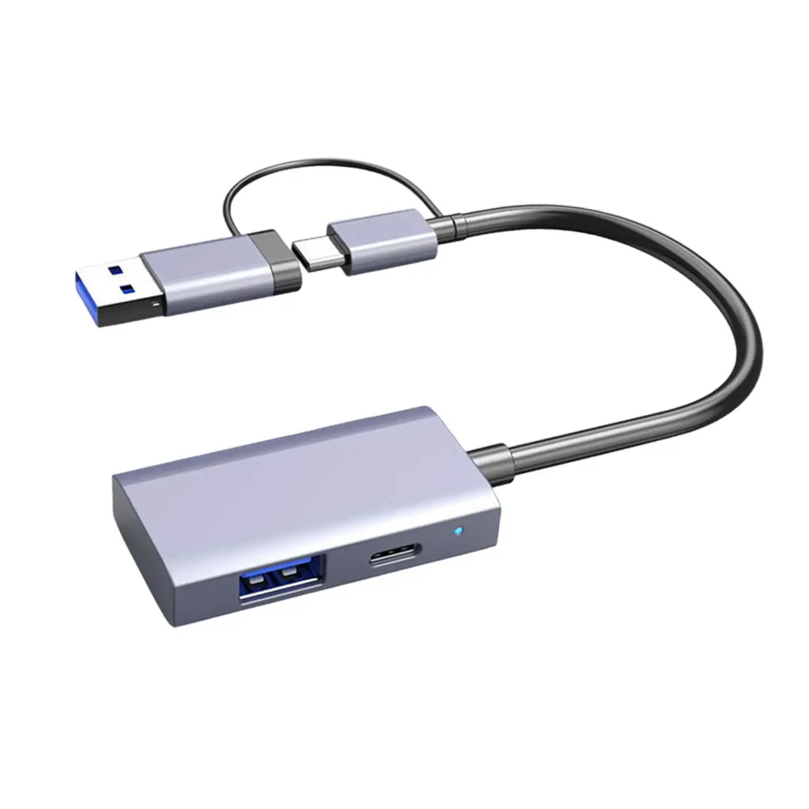 قارئ بطاقات 4 في 1، ملحقات إلكترونية متعددة الوظائف، توصيل وتشغيل واجهة مزدوجة USB C، USB 3.0، SD، TF رمادي