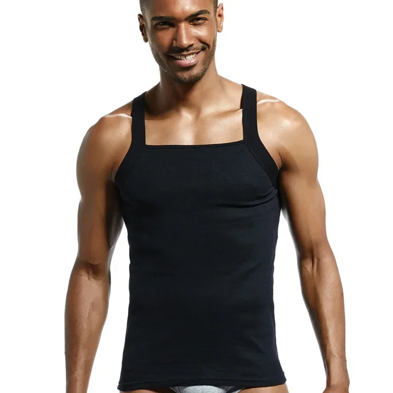 Tank Tops Men Fitness Cool Summer Square Cut Cotton Vest Male Sleeveless Shirt Gym Slim Casual Undershirt Mens Gift Hot Sale