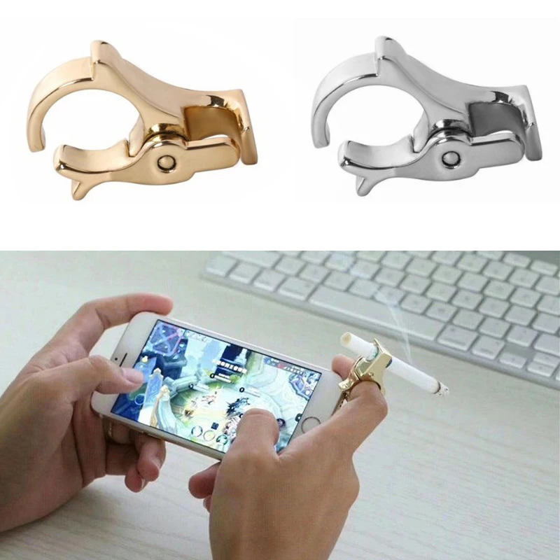 Premium Metal Finger Cigarette Holder Ring Gold Silver Hands Free Smoking Clip Creative Gift for Men Smokers Drivers Gamers