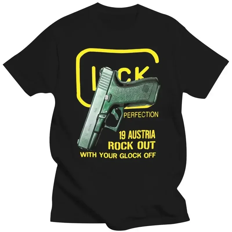 Men Trendy Printed T-Shirts 3d Glock 19 Austria Rock Out With Your Glock Off Gun graphic Casual T Shirt Loose vintage  T-Shirt