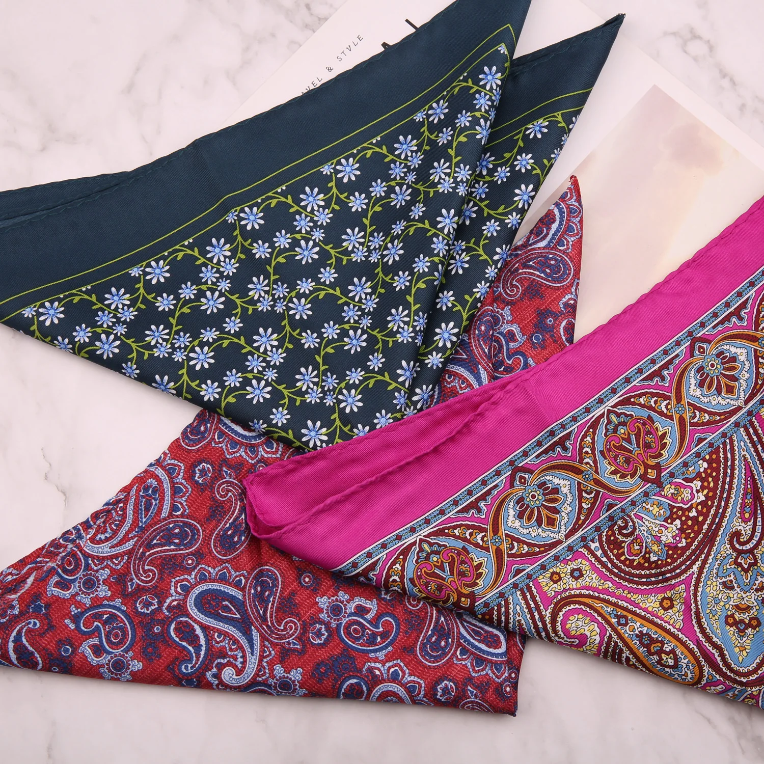 33cm Oversized Men's Pocket Square Polka Dot Red Floral Print Handkerchief Chest Towel Paisley Suits Wedding Gentlemen Hankies