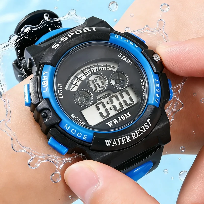 

Светодиодные водонепроницаемые наручные часы 50M для детей, студентов, подростков, спортивные, для активного отдыха, многофункциональные, с секундомером