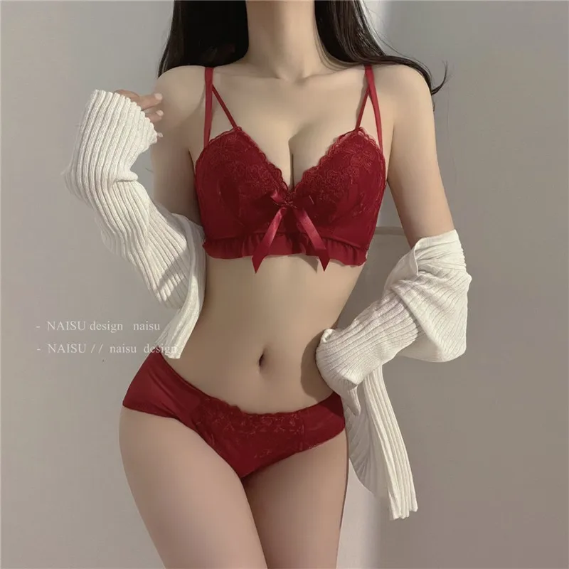 Women\'s Underwear Sexy Kawaii Push Up Comfort Wireless Beauty Back Cute Women Bra and Panty Female Lingerie Set