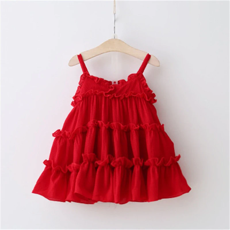 Girls Summer Sweet Dress Korean Version Children Clothing Stitching Lace Suspender Princess Vestidos Baby Kids Casual Clothes