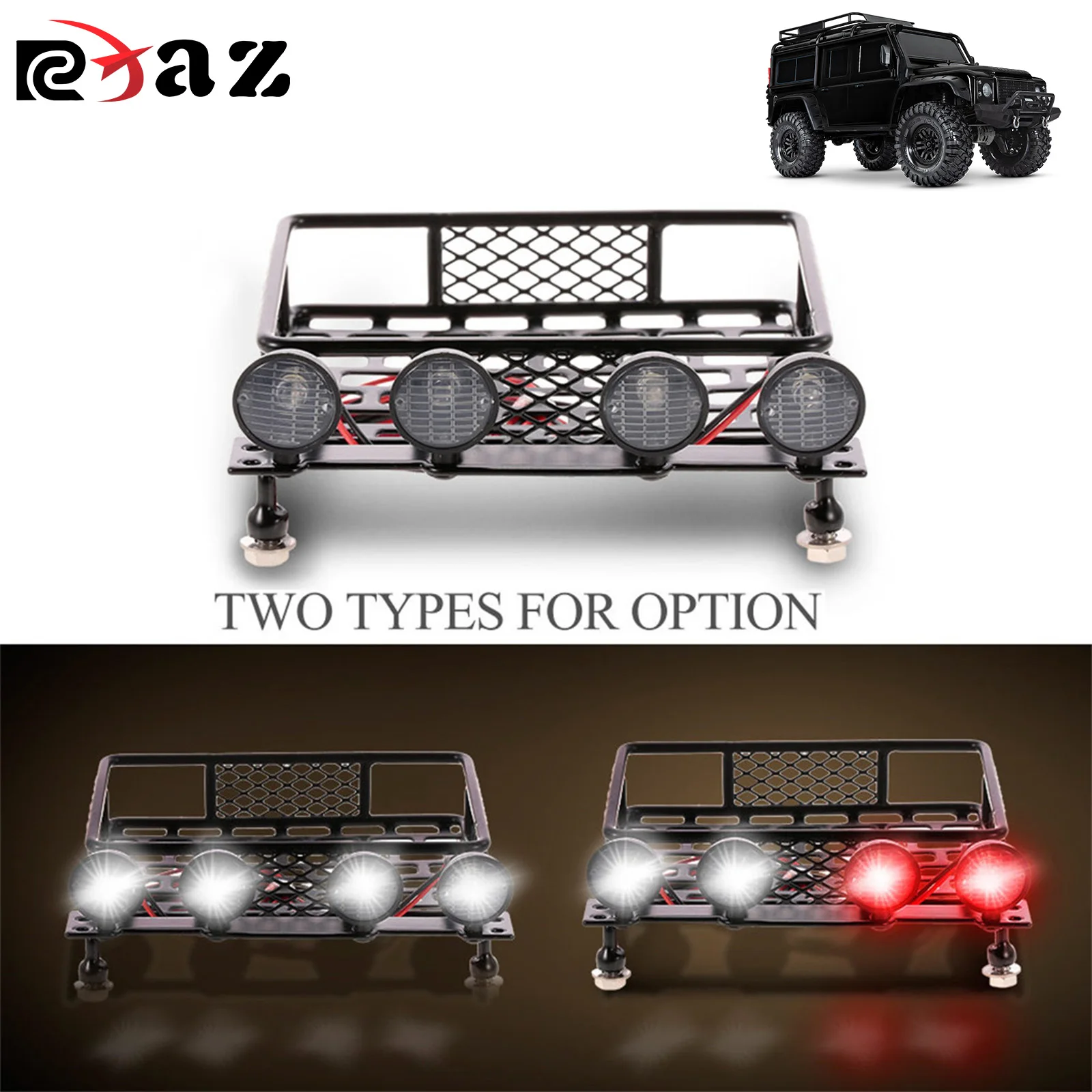 RCXAZ RC Auto LED Dachträger Gepäckträger Lichtleiste für Traxxas TRX-4 1/10 RC Crawler Axial SCX10 D90 110 Tamiya HSP